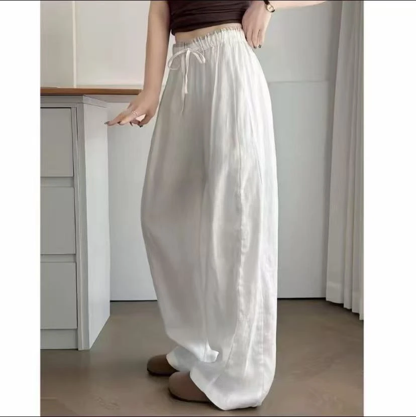 休闲裤中式直筒裤长裤中腰纯色透气