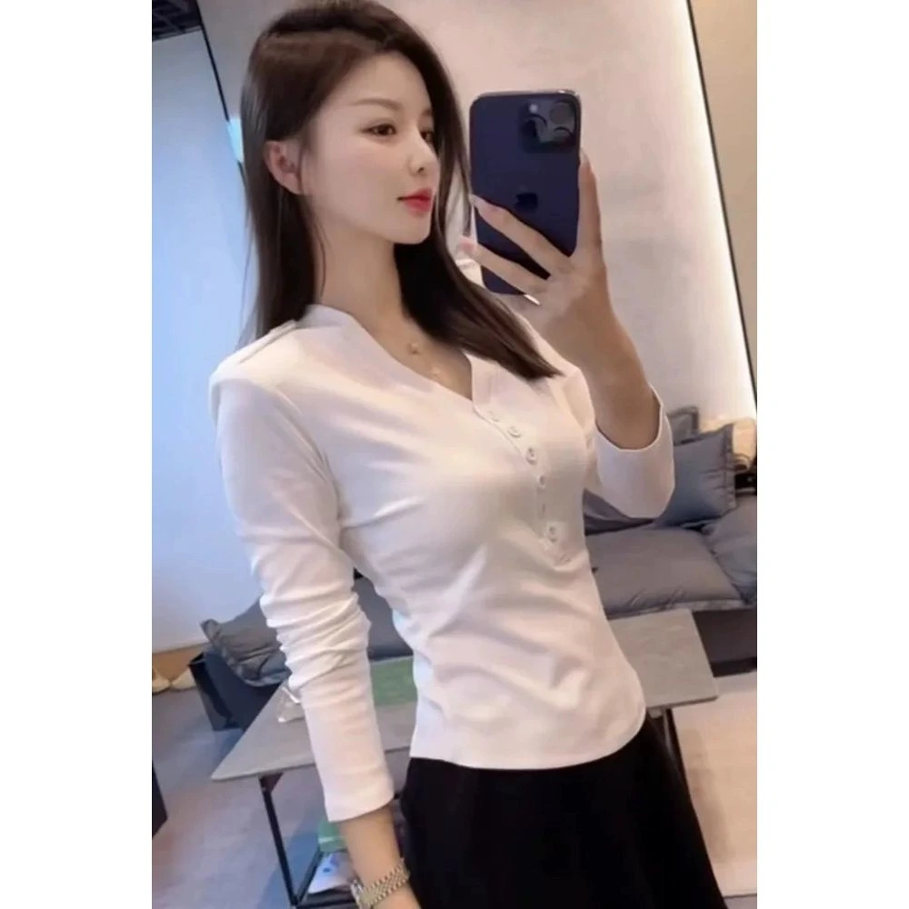 新款2025秋冬德绒加绒韩版打底衫长袖百搭T恤时尚甜美上衣修身