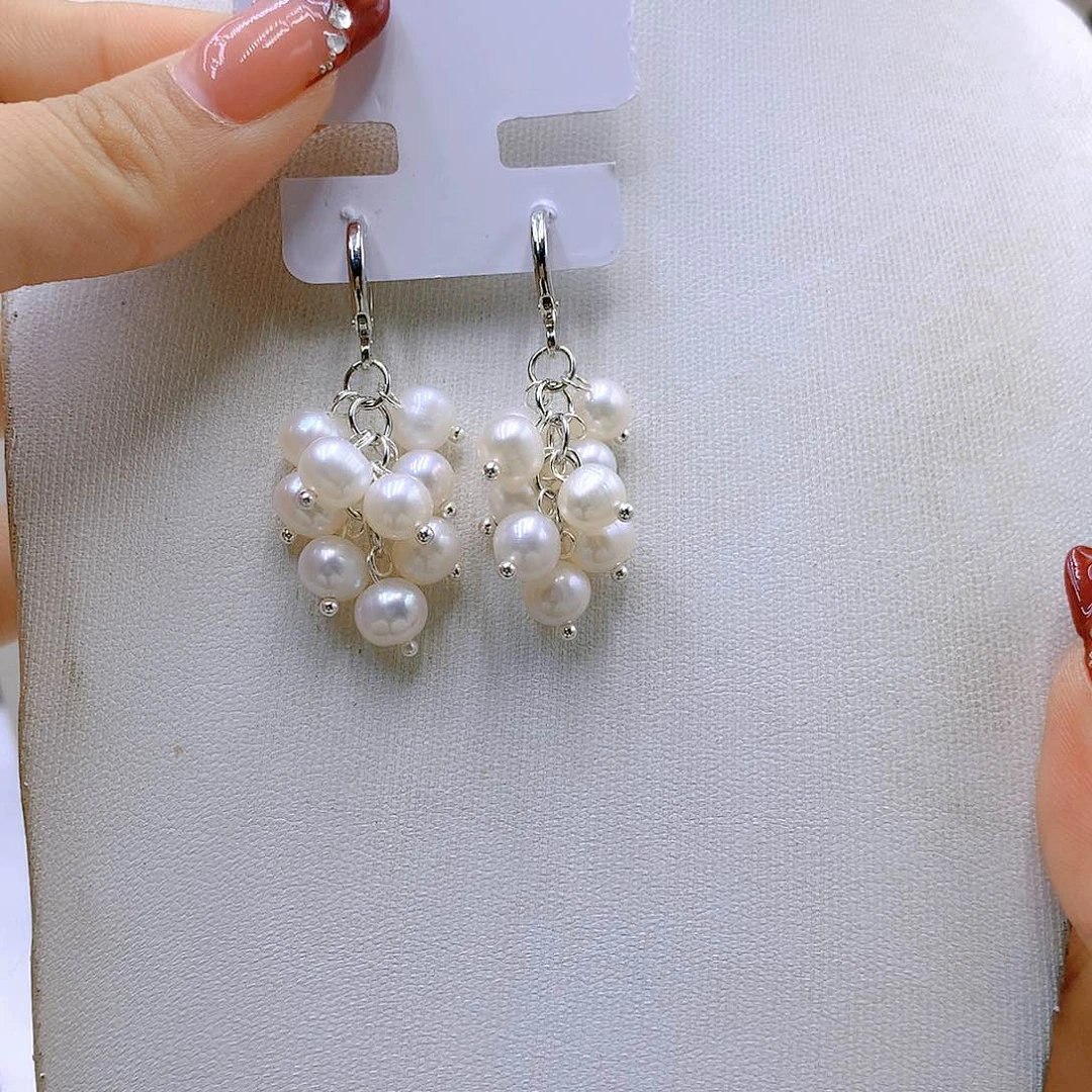 银S925镶嵌耳饰淡水珍珠