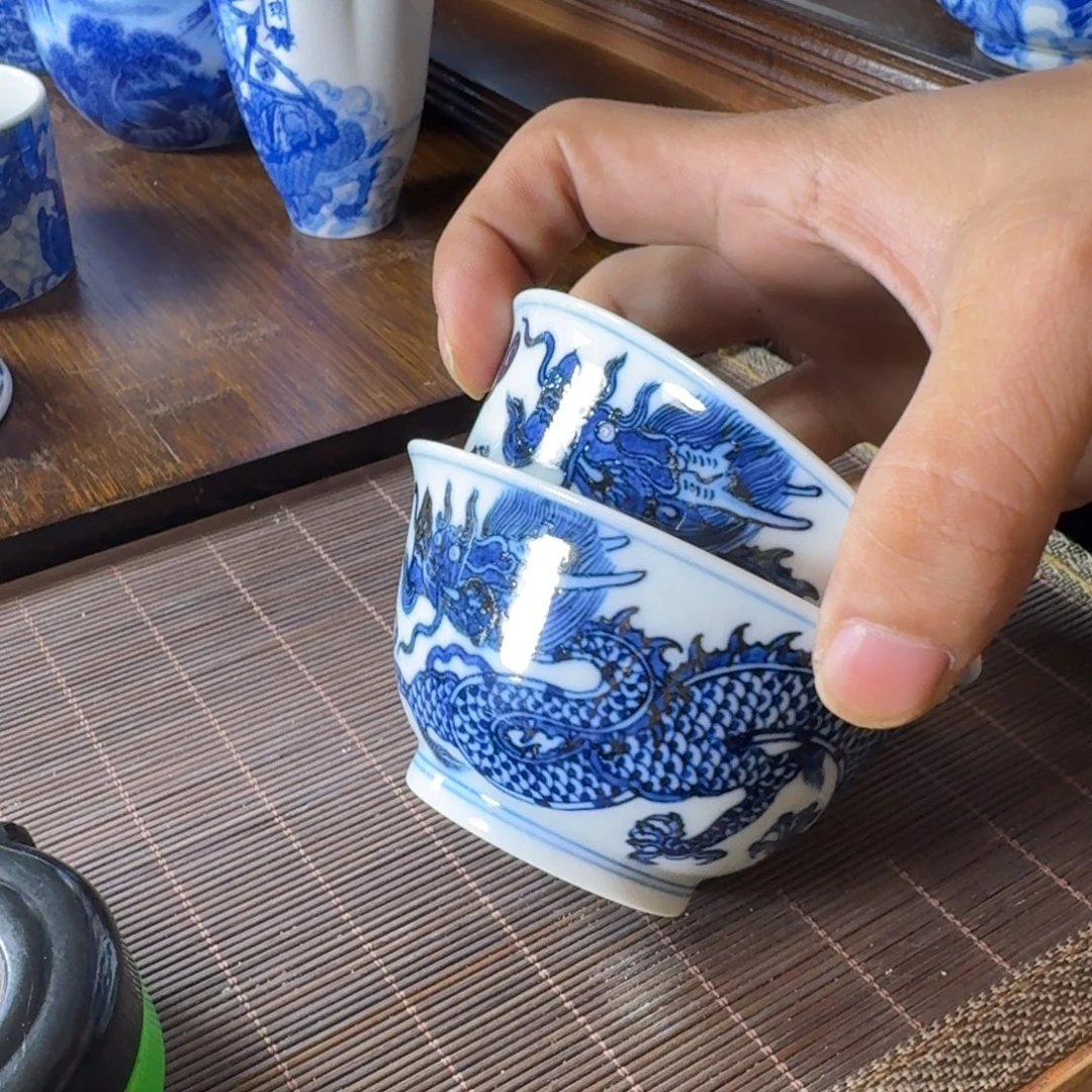 鹰***熊瓷片当代景德镇陶瓷手绘茶具