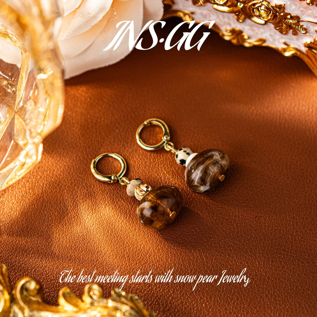 铜合金树脂耳饰 【INS · GG】2025新款轻奢高级感时尚耳环DE1325