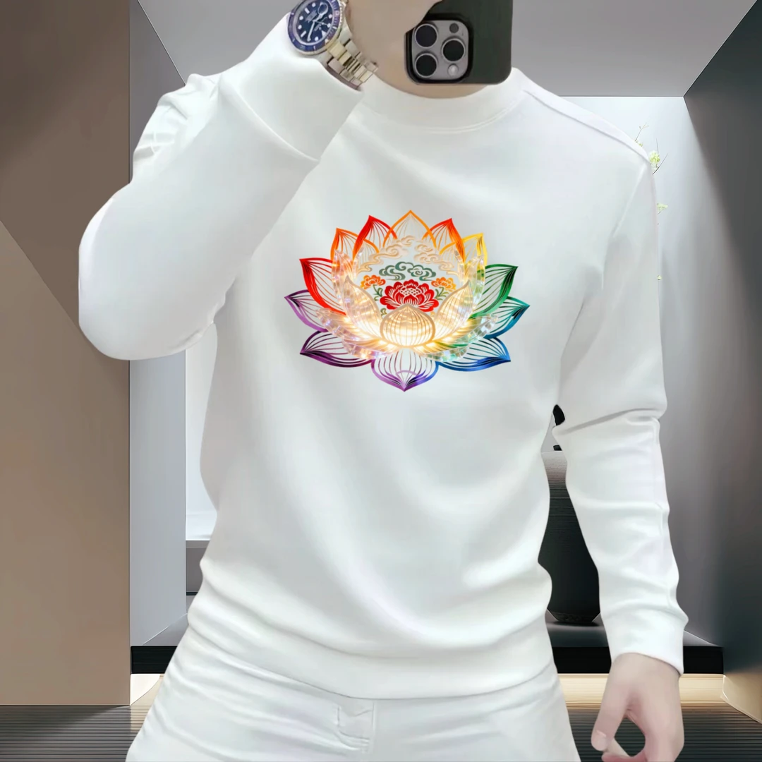 新款国风男士圆领卫衣秋冬潮牌重磅宽松时尚男士加绒加厚保暖卫衣