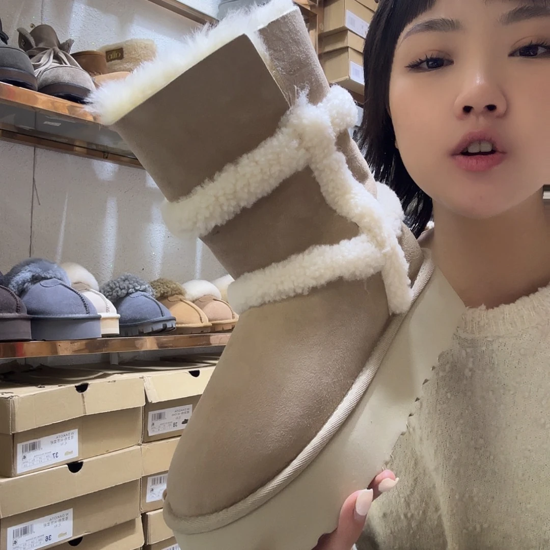 36码浅色雪地靴厚底