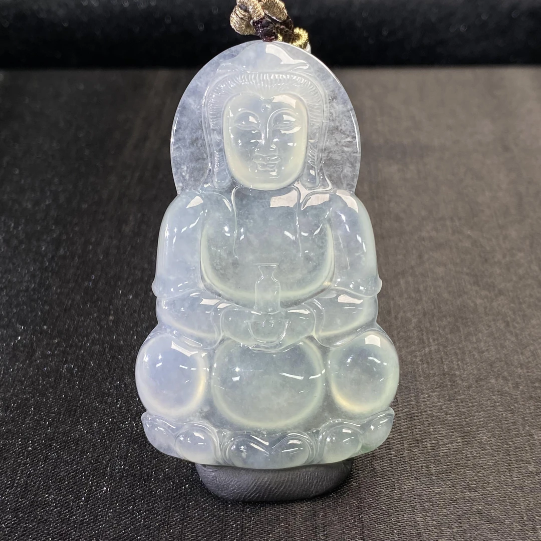 44天然缅甸翡翠A货高冰种观音吊坠/500702/上海嘉禾拍卖