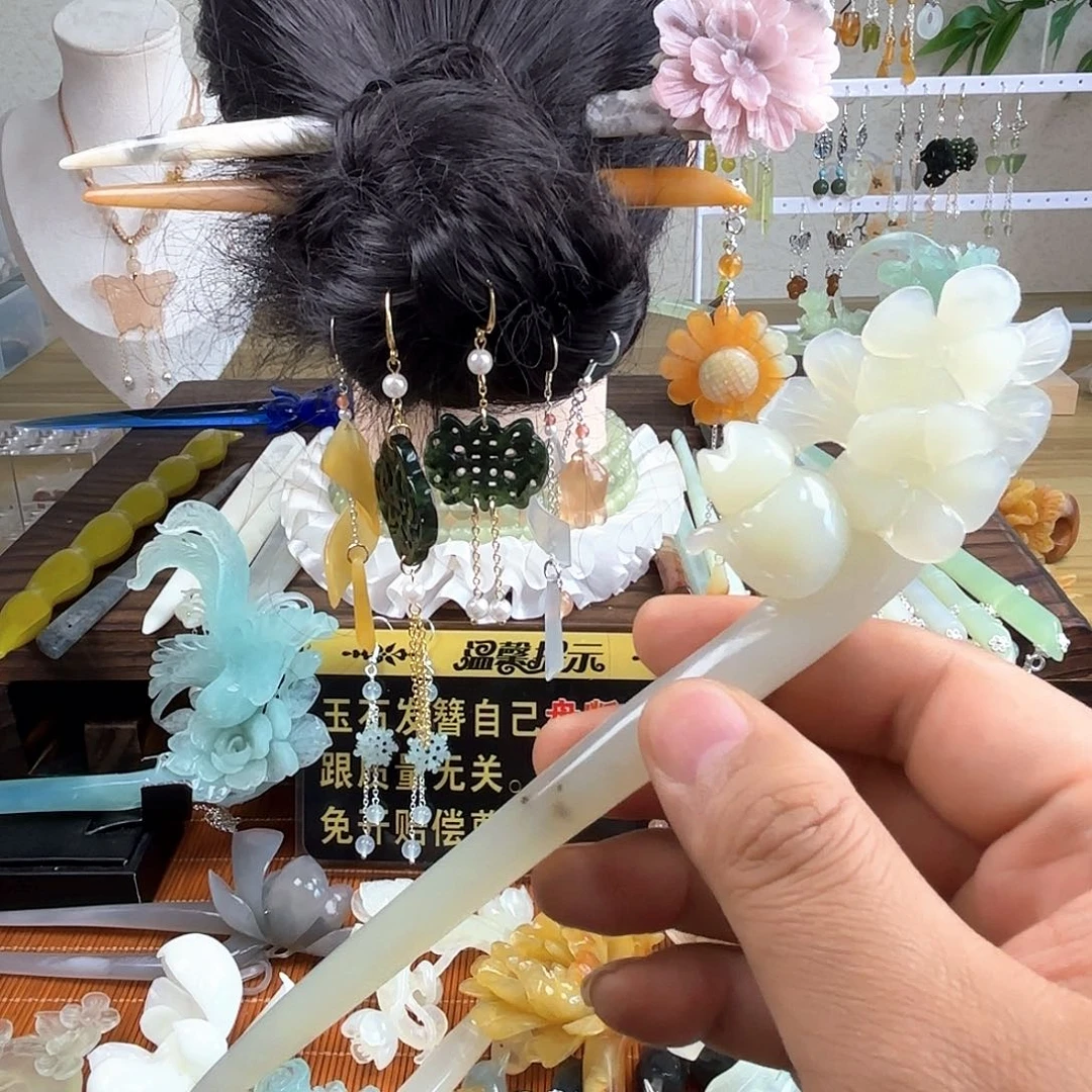 蛇纹石玉合金发饰