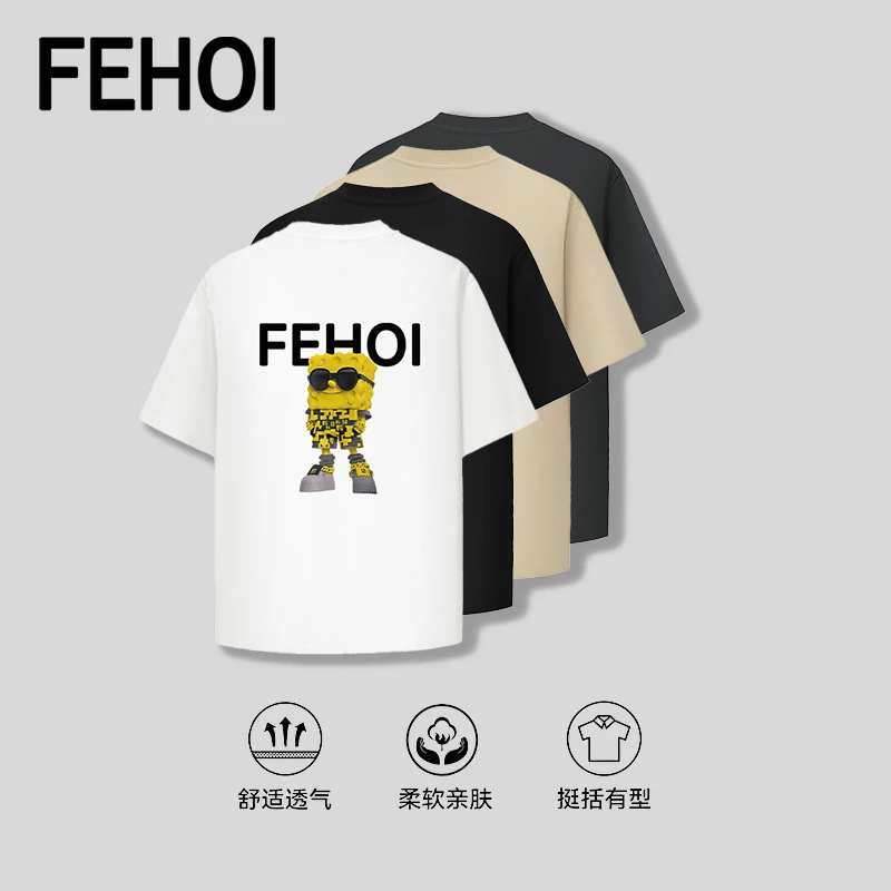 夏季新款潮流字母印花男重磅短袖t恤休闲百搭宽松圆领上衣835511