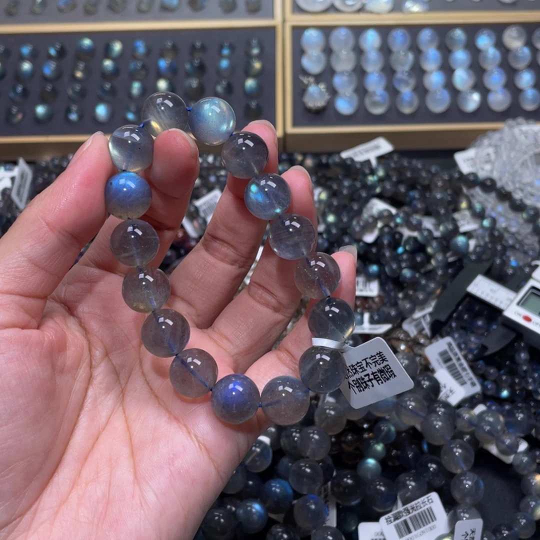 拉长石手链未镶嵌Z****_灰月光手链13m