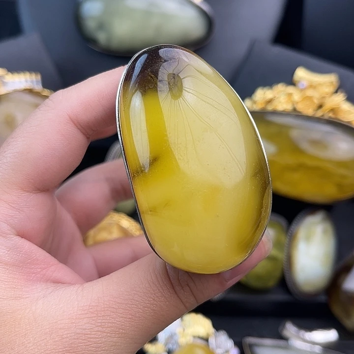 琥珀银S925镶嵌裸石