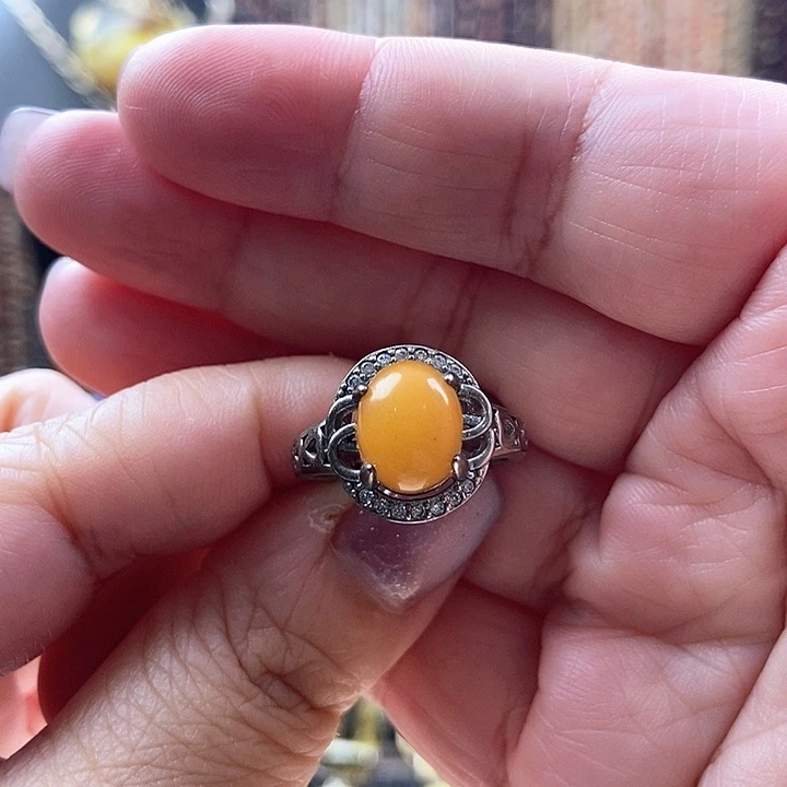 琥珀未镶嵌戒指戒指