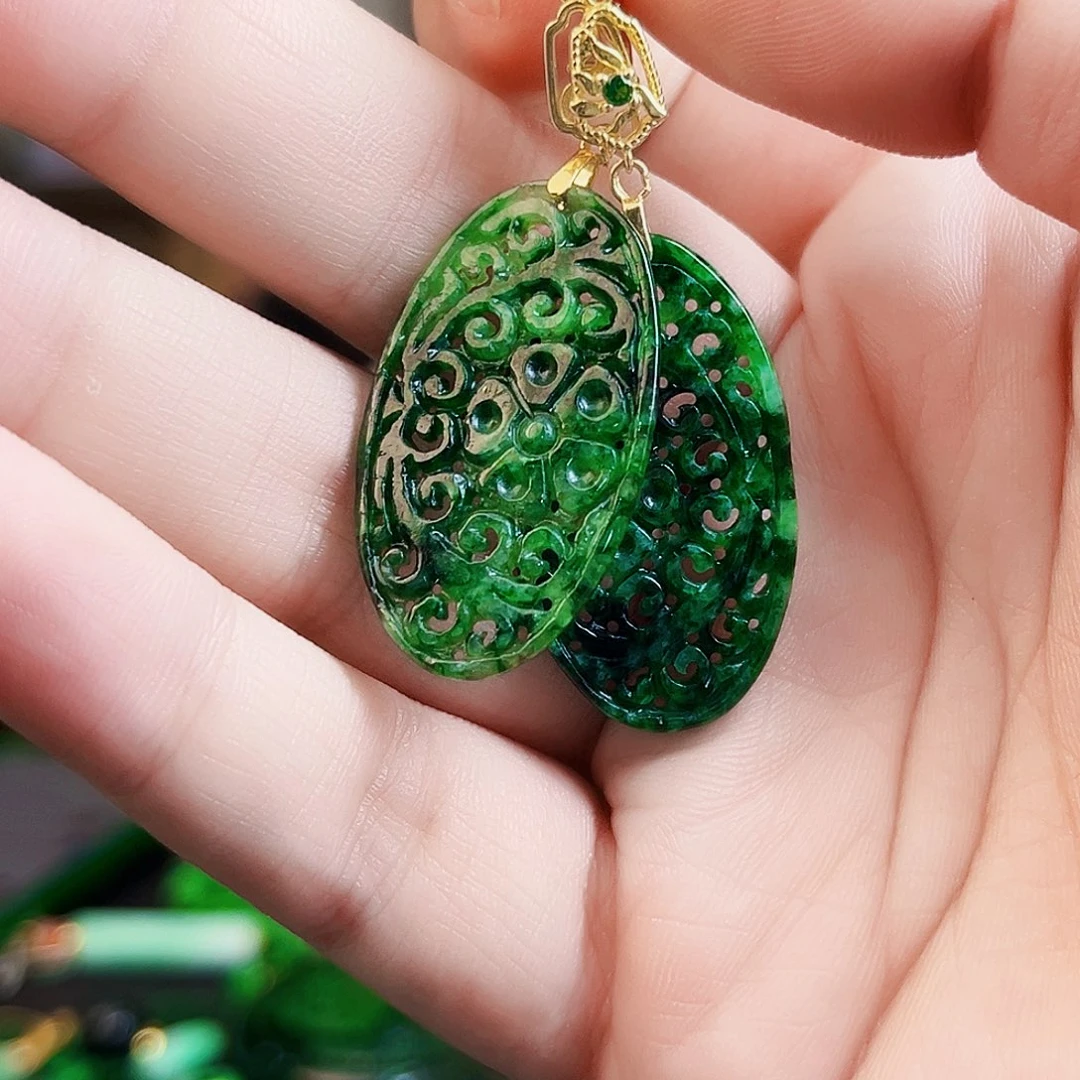 颈饰银S925镶嵌翡翠