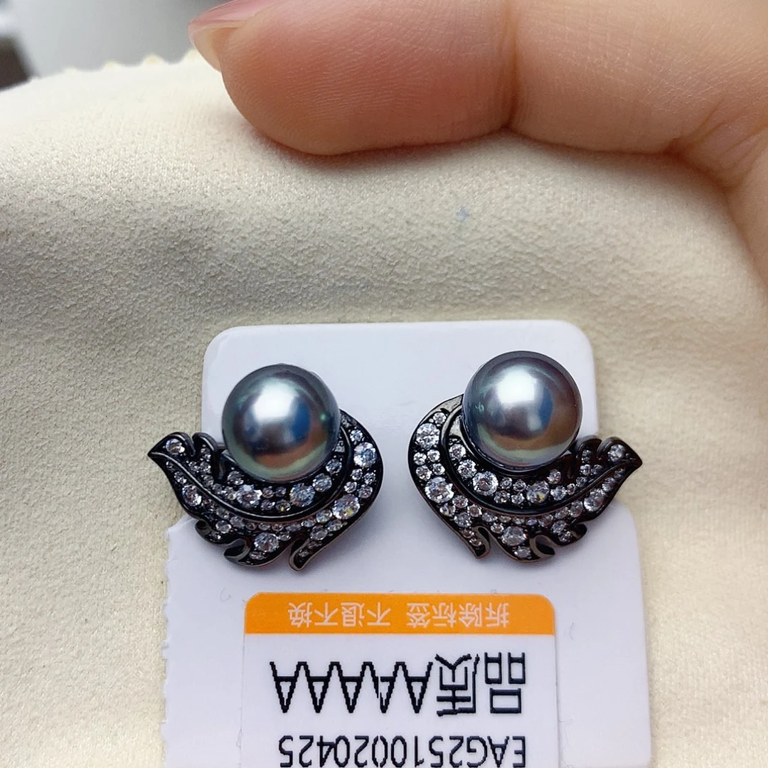 海水珍珠银S925镶嵌耳饰W26