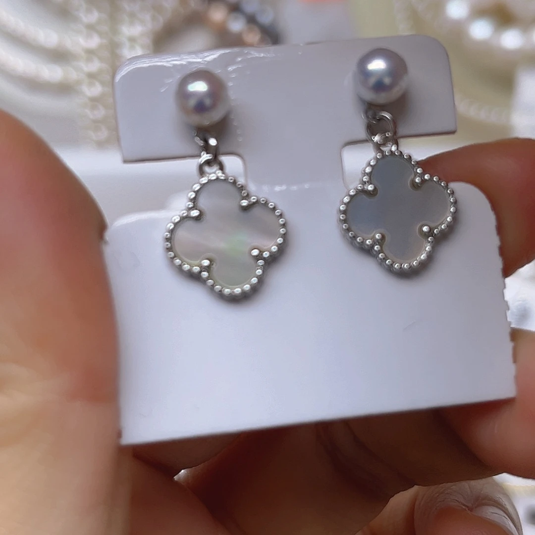 淡水珍珠银S925镶嵌吊坠或者耳钉