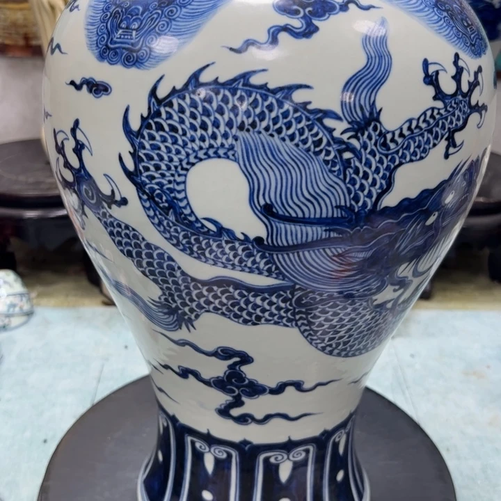摆件时**械青花瓷龙纹大梅瓶