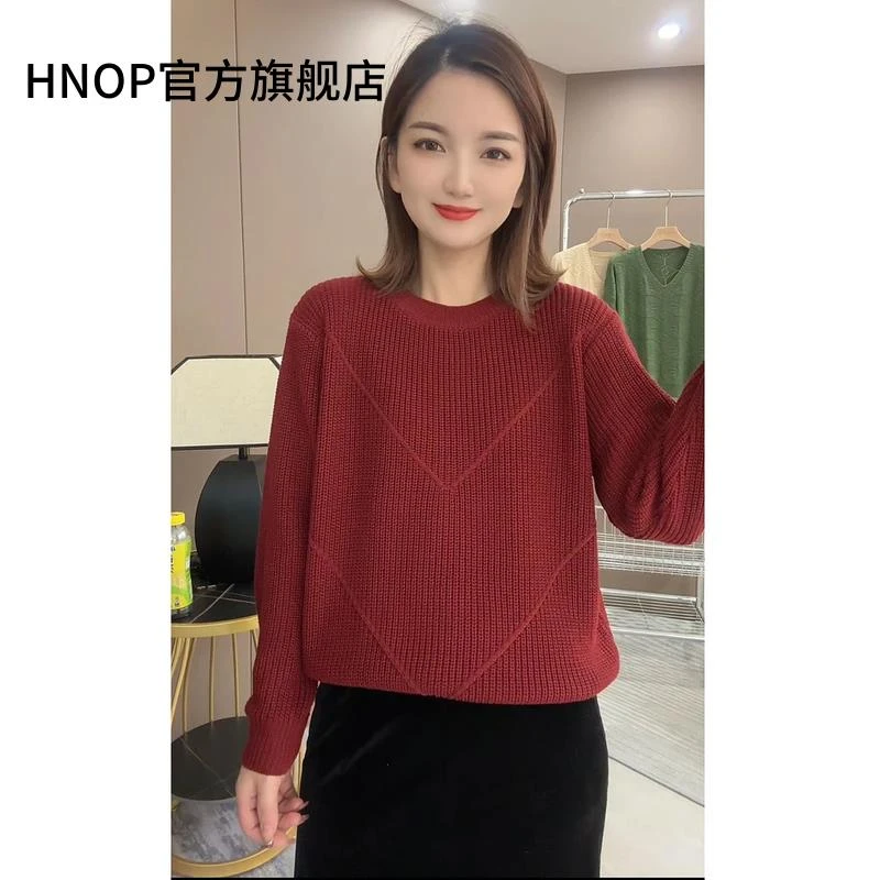 2025秋冬新款设计感宽松毛衣韩版圆领套头针织衫气质显瘦上衣爆款