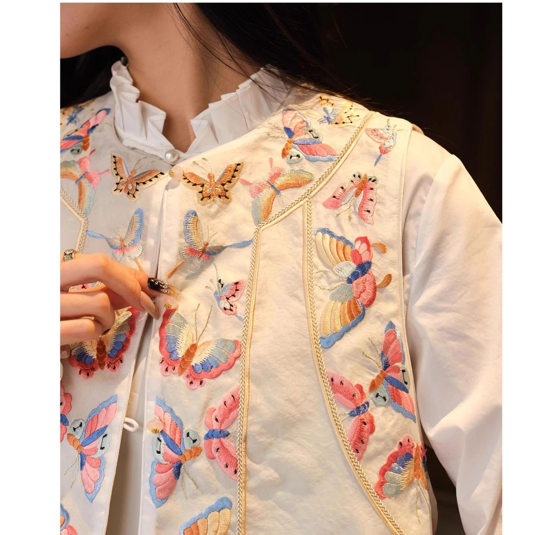 【蝶纷飞】醋酸刺绣马夹 辰月欧货25早春新中式国风马甲