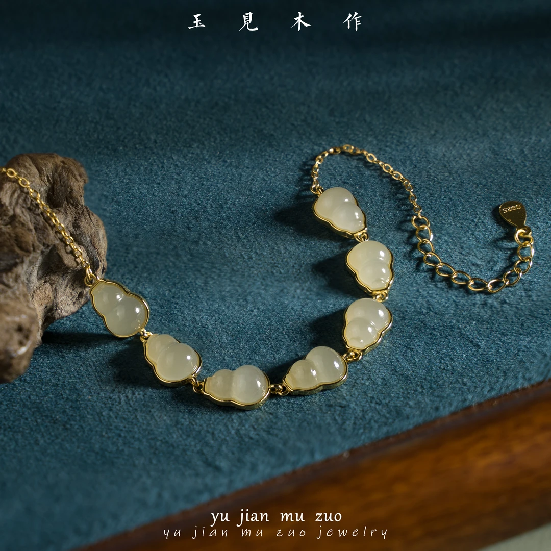 玉見木作天然和田玉葫芦手链 轻奢手工单圈