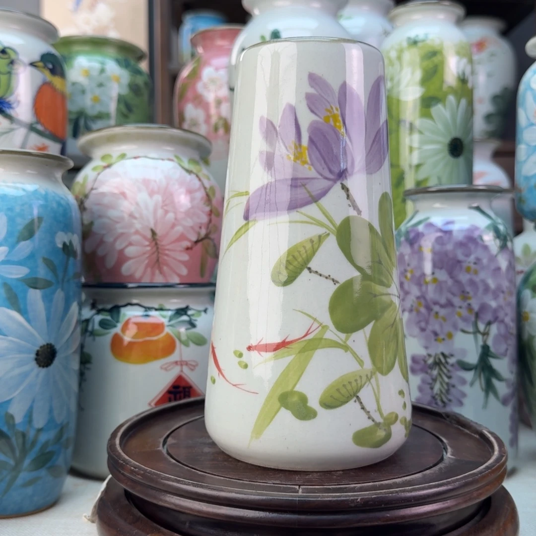 景德镇陶瓷手绘花瓶无孔