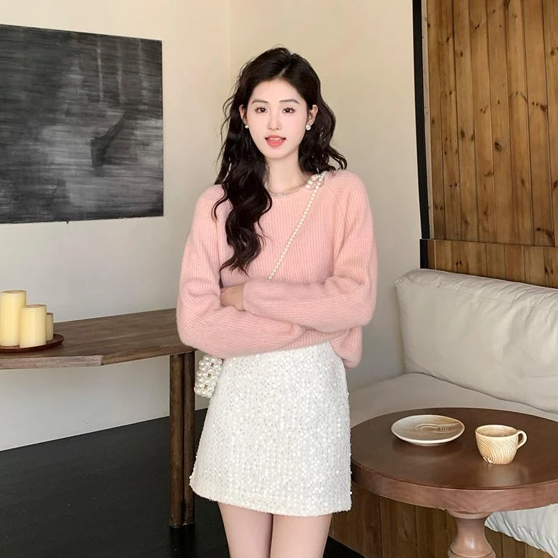 （小铃铛）TU22022温柔风长袖镂空针织衫秋高级感软糯百搭宽松上衣