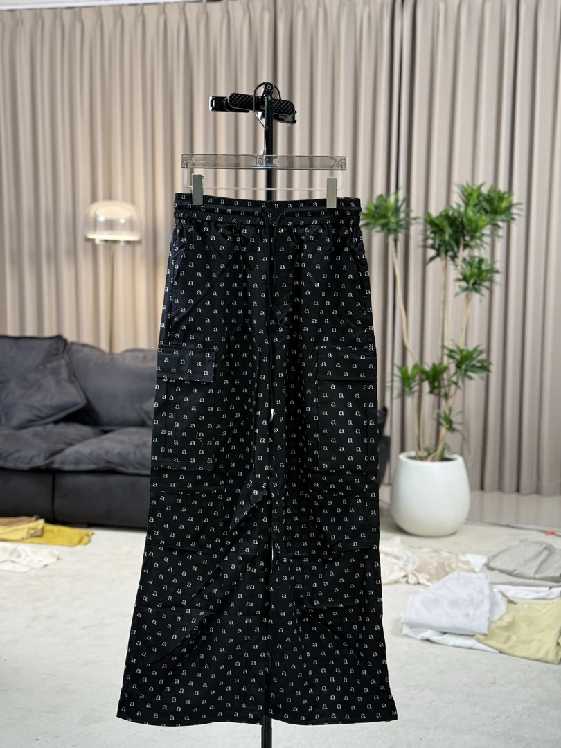 【柳青女装】2025夏季新款松紧腰A字印花工装裤259231