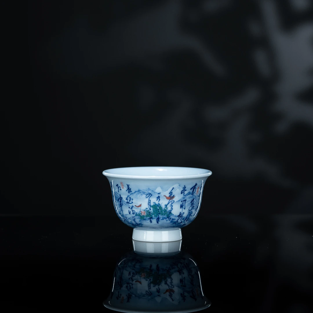 画堂春 长征压手杯 165cc 手工手绘家用茶具