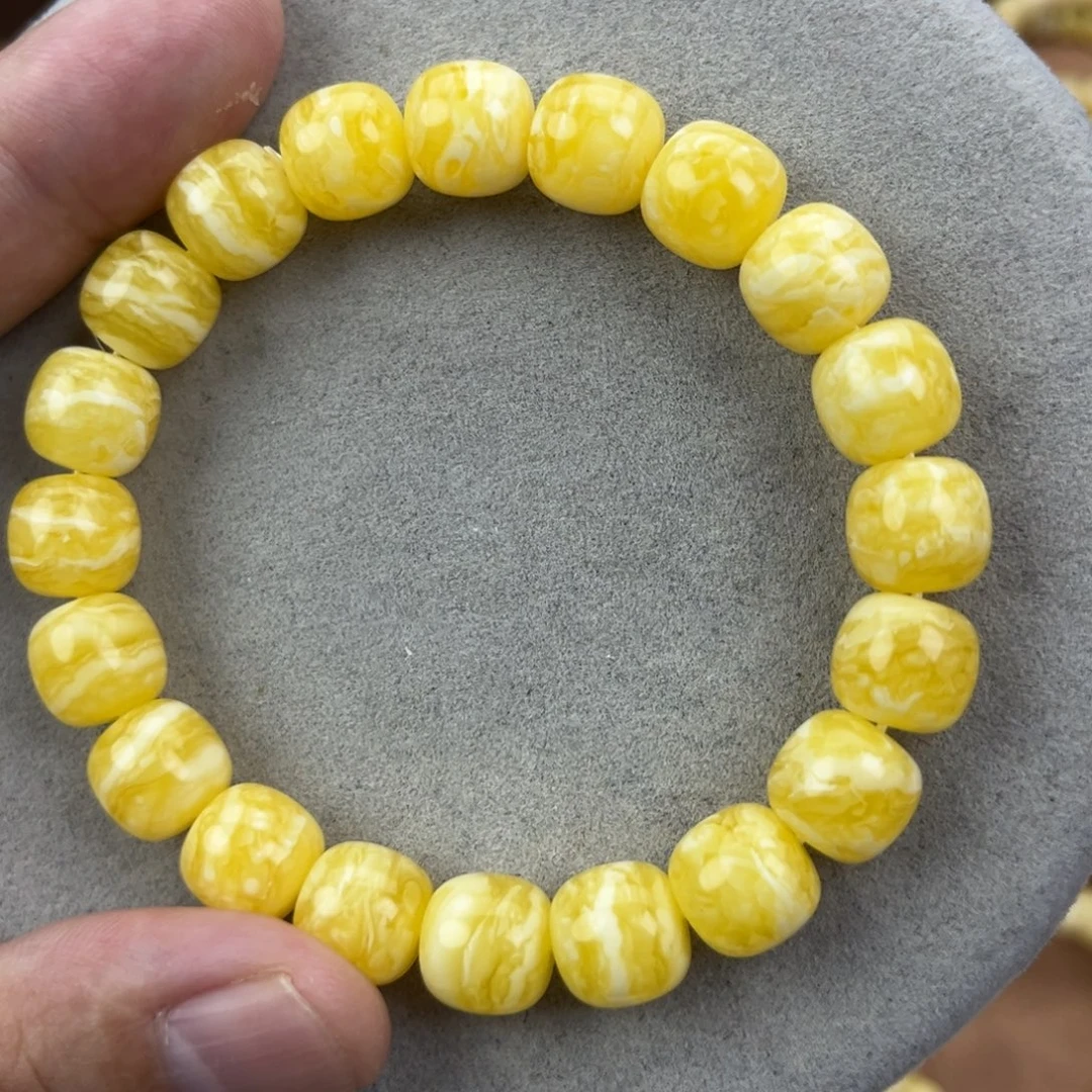 手串蜜蜡未镶嵌乌料焦皮同料鸡油红白花虎皮11*10.4*18+