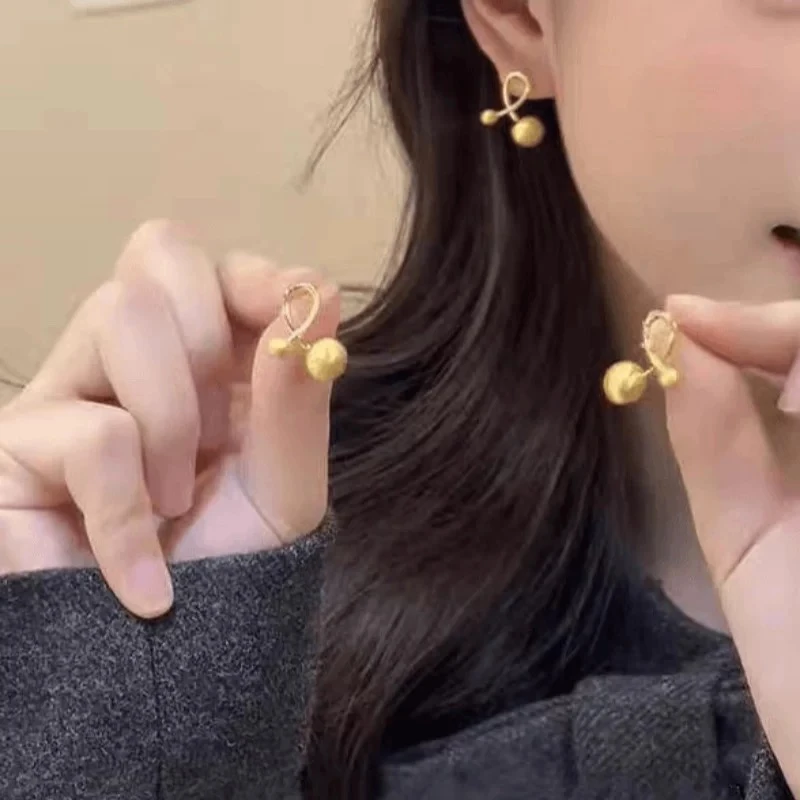 铜合金耳饰 金色拉丝交叉耳钉气质百搭轻奢女百搭精致N2325