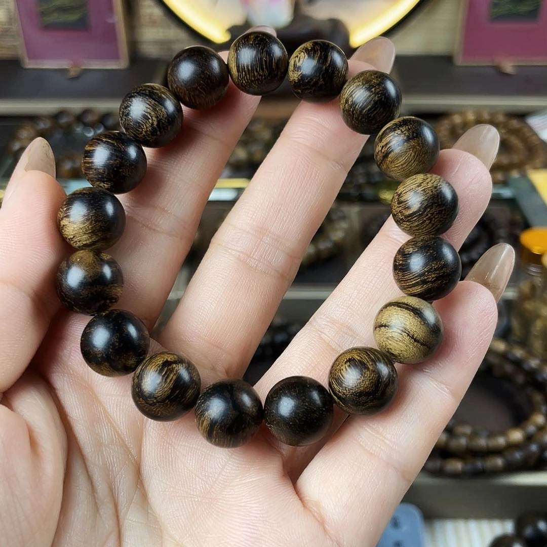 @***哥手串沉香越南芽庄老白棋玉化老料瘤疤虎斑1.2
