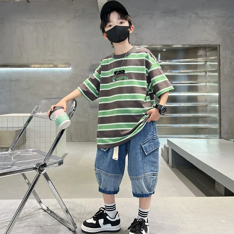 儿童装男童夏装套装2025新款中大童薄款男孩运动夏季夏款酷帅气