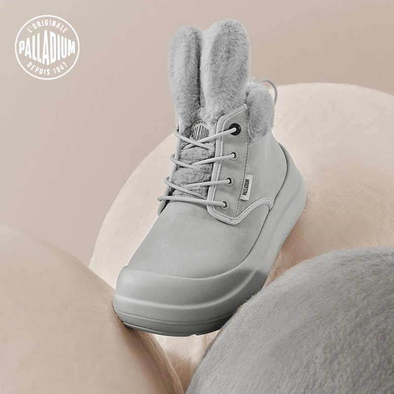 【敖瑞鹏代言】帕拉丁冬季女款休闲鞋时尚圆头低帮系带中帮靴94585