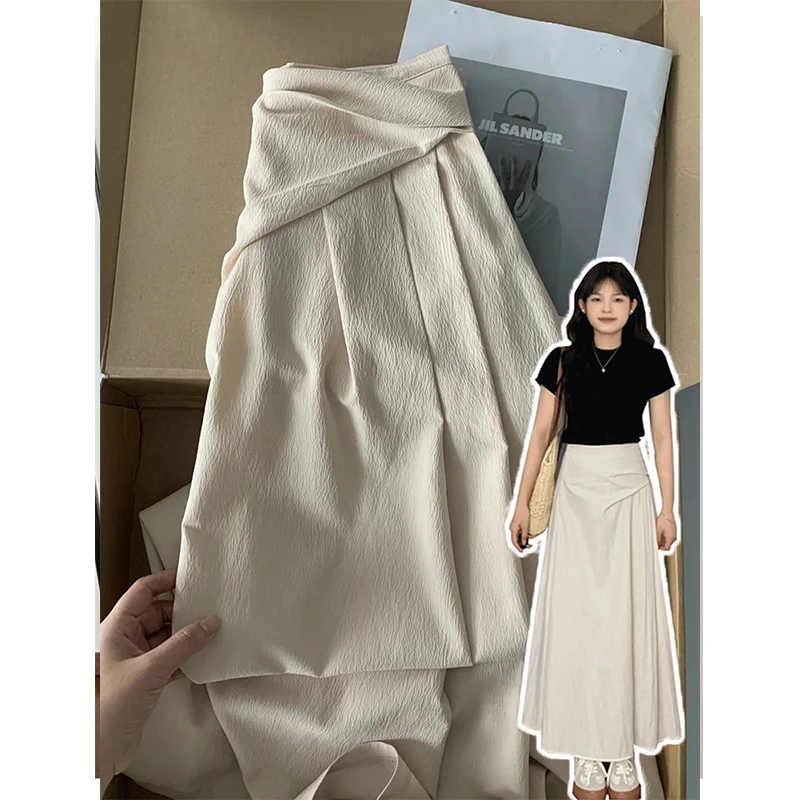 2025秋季新款法式设计感半身裙女不规则长裙子高腰a字掐腰款裙子