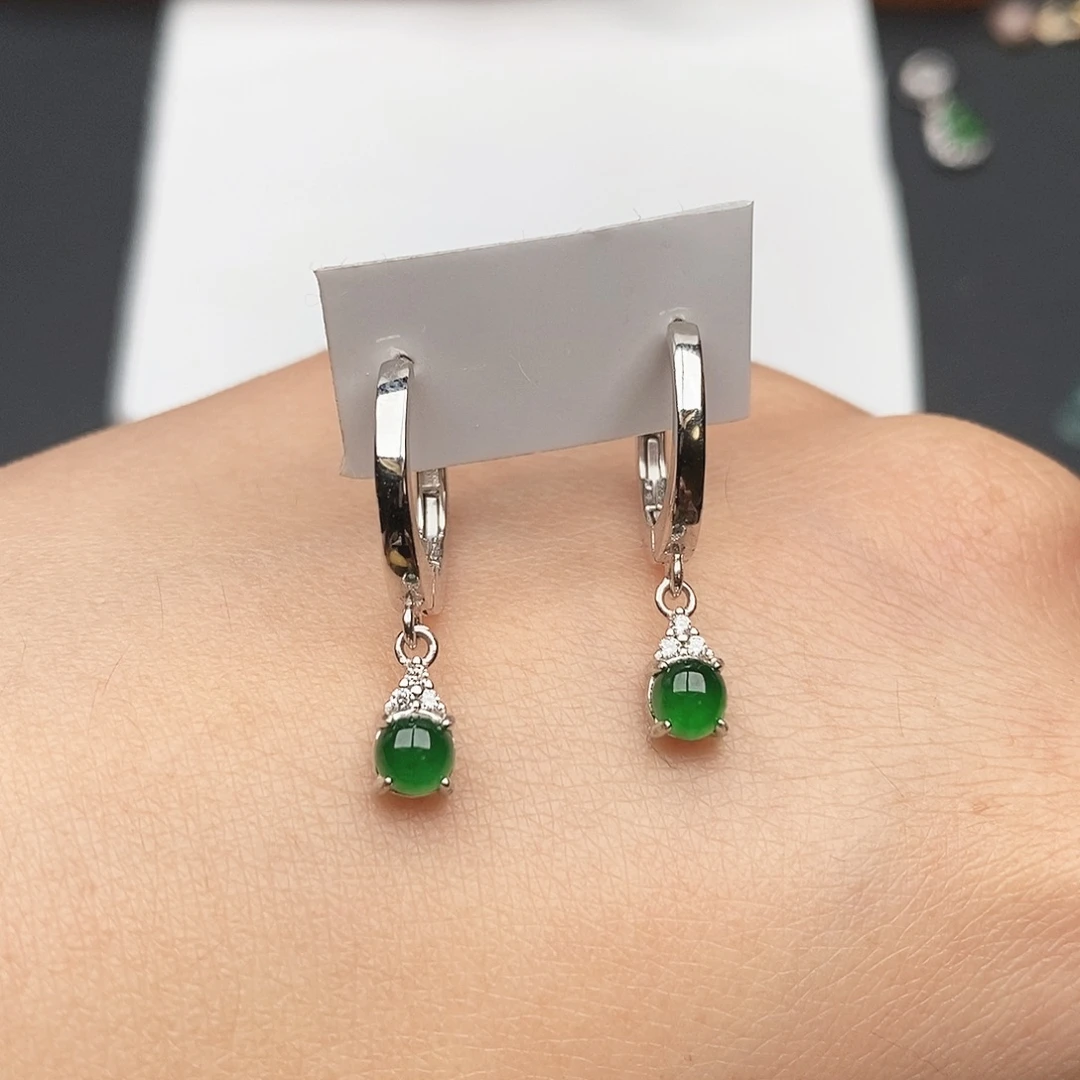 翡翠银S925镶嵌颈饰耳包