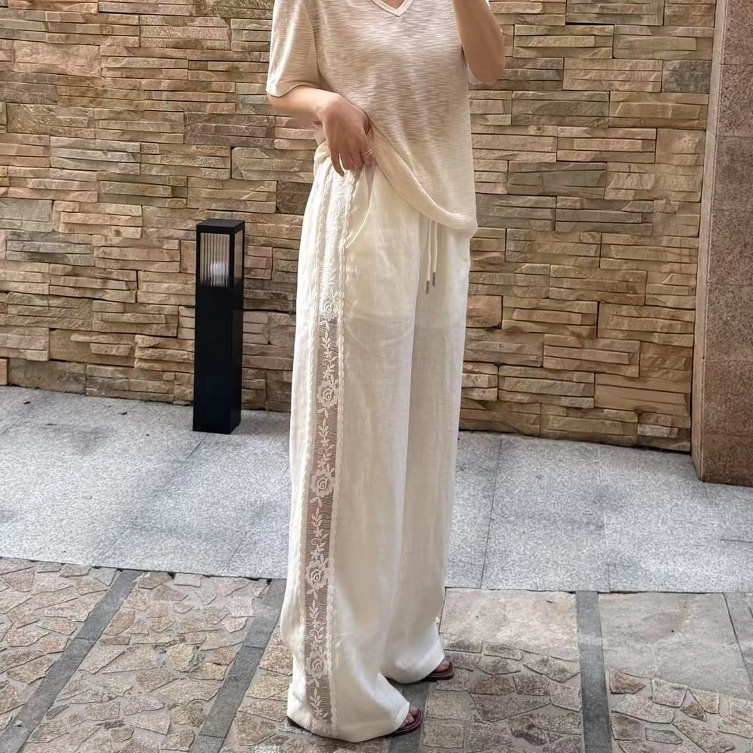 25年新款经典百搭蕾丝花边空调裤白GC588383