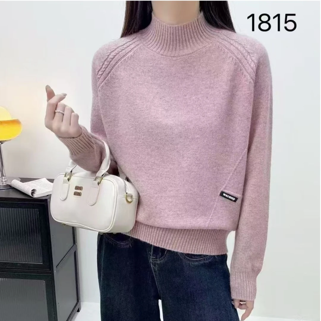 2024秋冬新款宽松百搭半高领毛衣针织打底衫上衣新中式女装1815