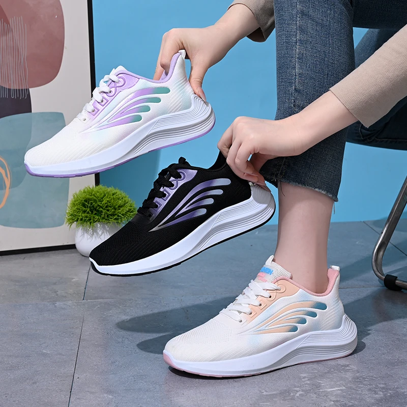女士运动鞋新款百搭软底老爹鞋学生网面透气飞织休闲鞋轻便跑步鞋