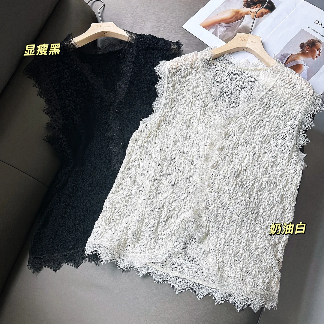 微胖女装【虞美人】春夏立体提花可机洗蕾丝背心显瘦免熨烫20603