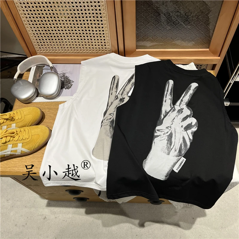 吴小越w1198男童夏款背心圆领无感印花韩版棉t恤中大童儿童上衣