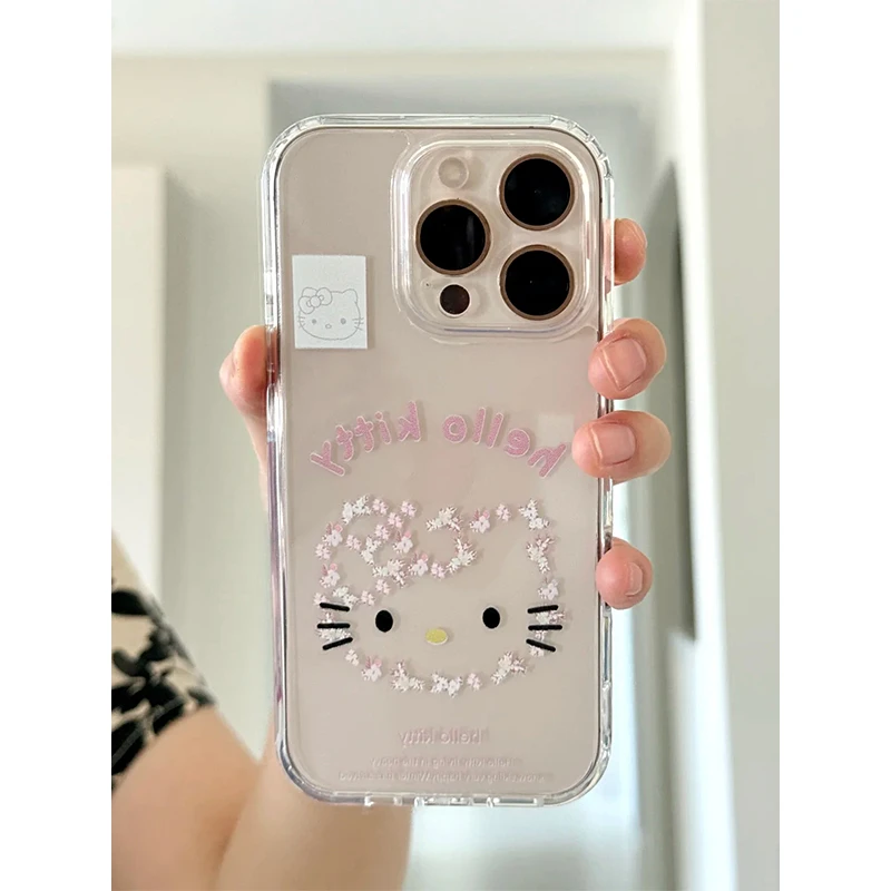 闪度侠碎花KT猫适用iPhone16/15高透手机壳华为P70vivo小米15oppo