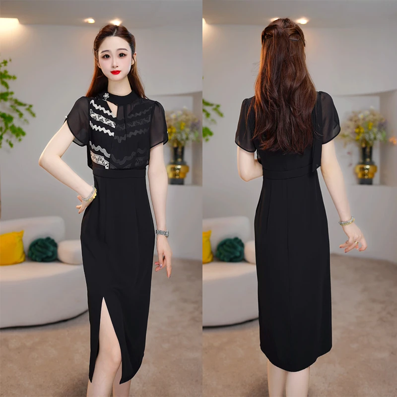 【裁云织梦】假两件2025年夏季新款时尚减龄轻奢洋气收腰显瘦连衣裙