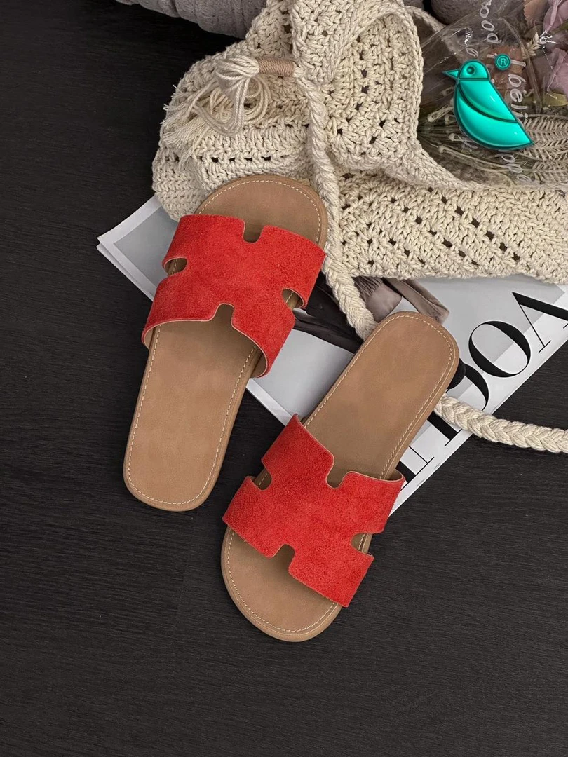 断码清库！翻毛皮纯平底小香风拖鞋Y582