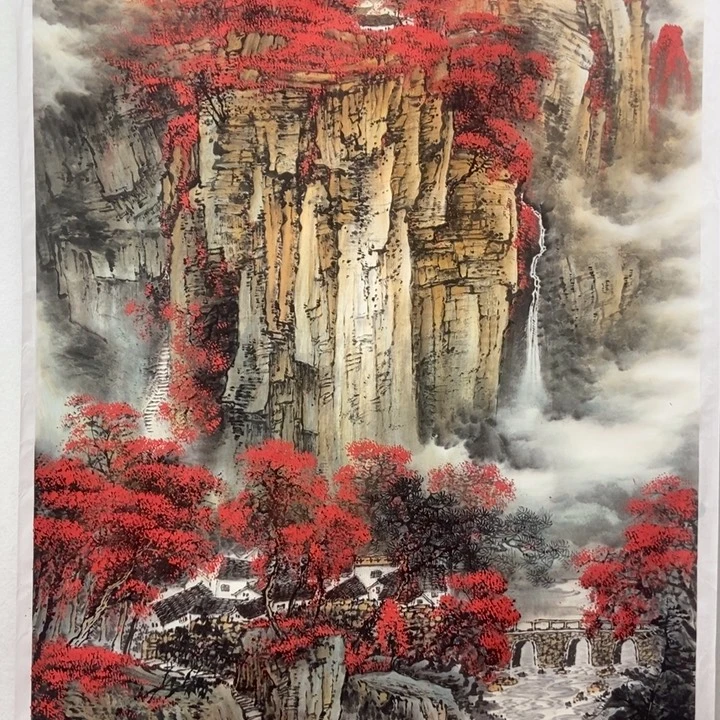 国画万山红遍六尺竖幅
