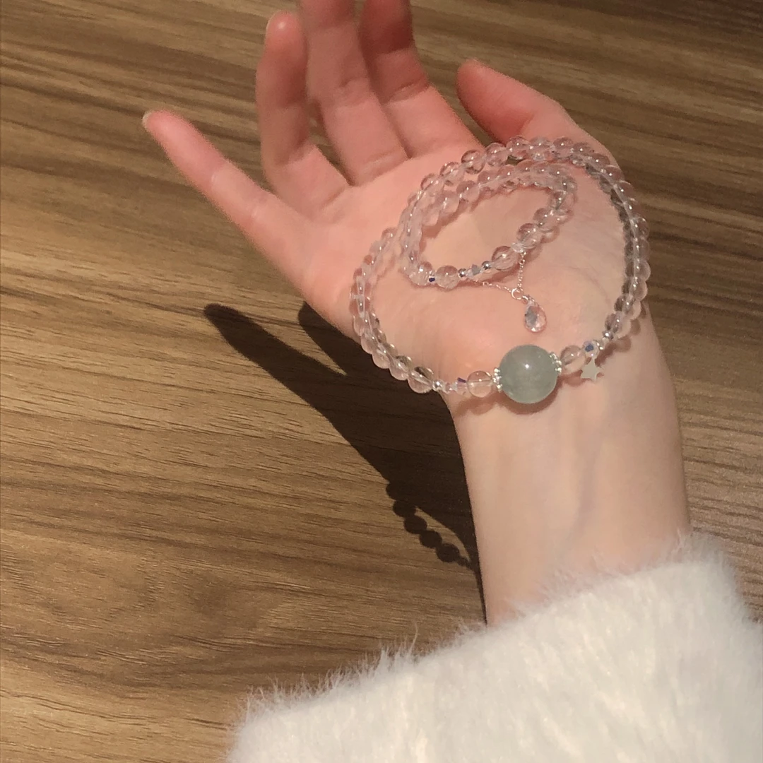 SG1581-［清梦遥］萤石水晶s925氛围感双圈手串均有瑕多样性发