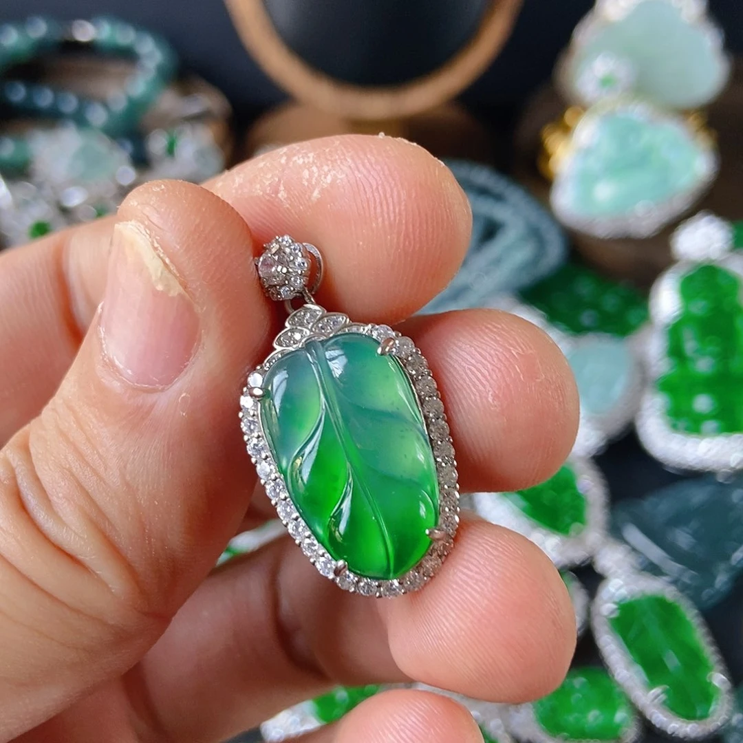 翡翠吊坠(不含链)银S925镶嵌061