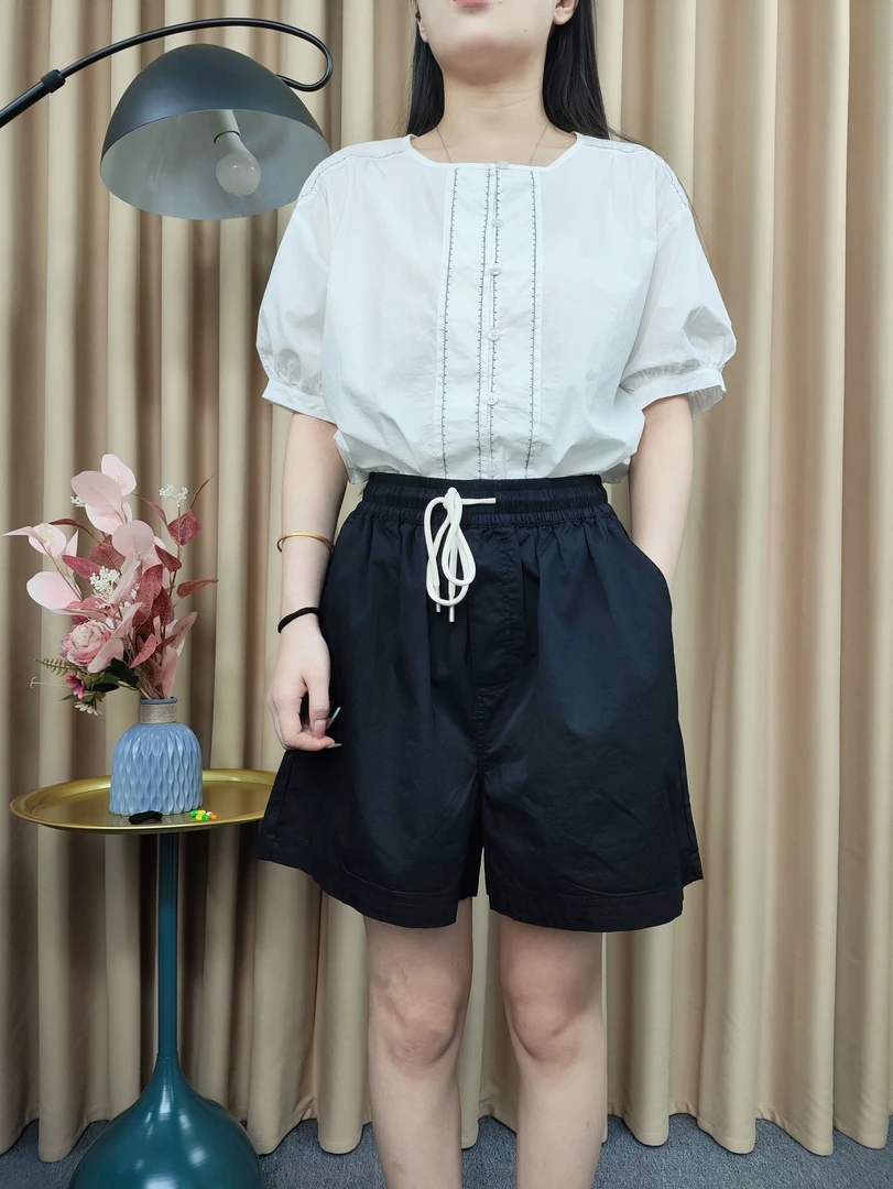 夏季新款薄款短裤女松紧腰阔腿棉短裤