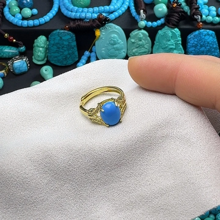 高瓷蓝色女士戒指