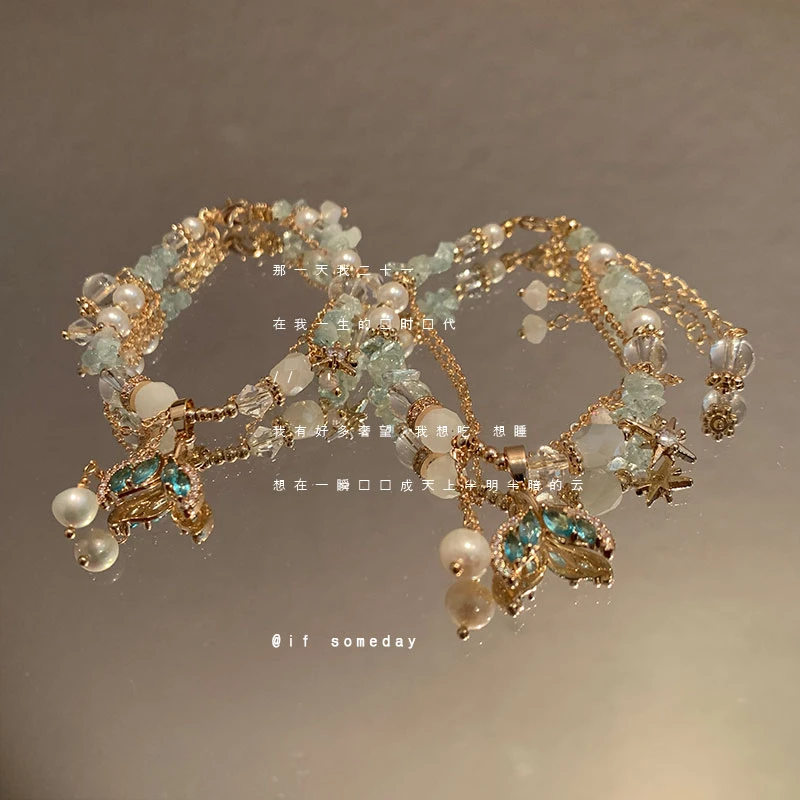 【深海】小众百搭海蓝宝时尚个性设计感手链