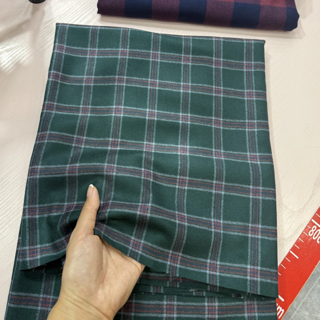 布料墨绿格小李小维斯1-1.5米多拍连裁