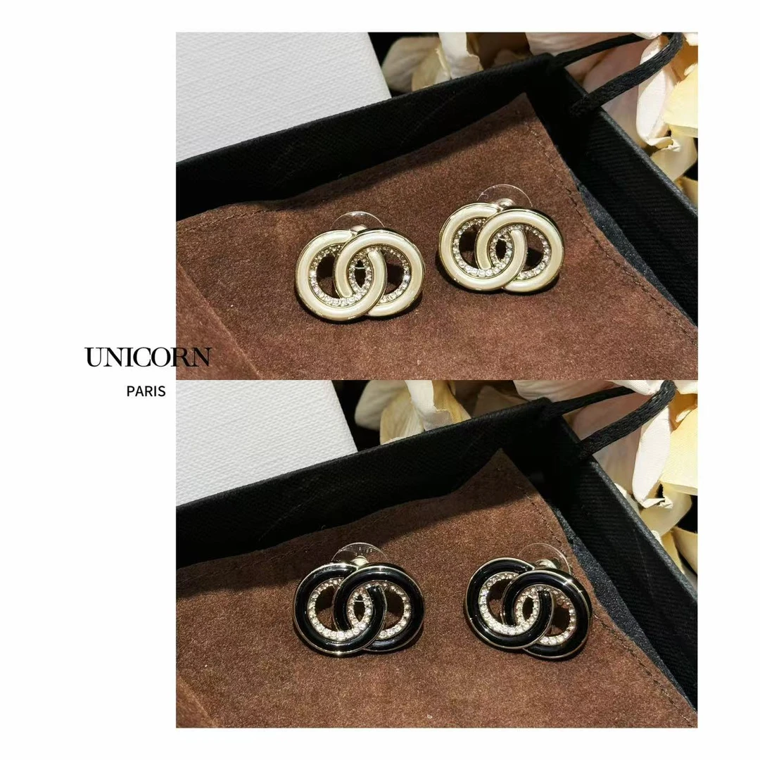 铜合金耳饰 25新款高级感字母镶钻耳钉 ES1633