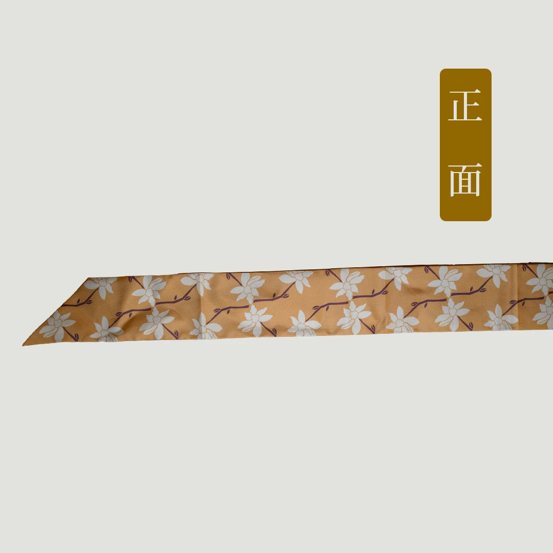 繁花满庭系列丝巾带-姜栗（黄）