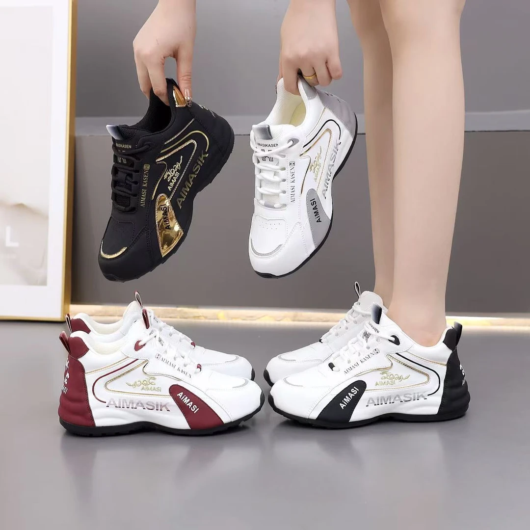 爱马斯卡森8833新款2025皮面加绒百搭跑步运动鞋时尚轻便软底情侣