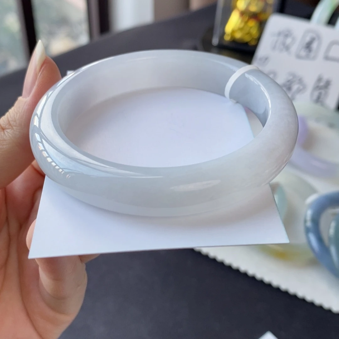 翡翠未镶嵌手镯白月光58.8